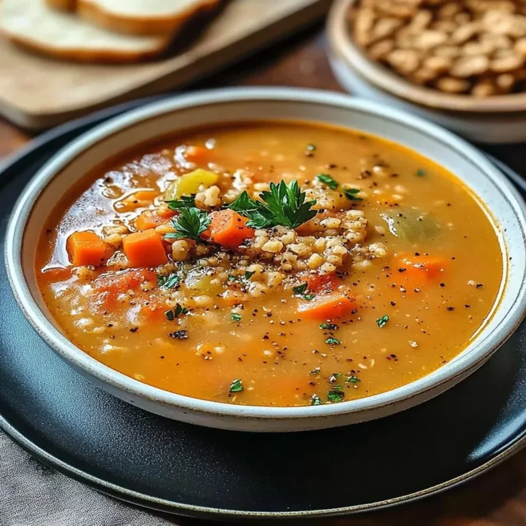 A bowl of nutritious Busy Day Soup featuring vegetables and protein.