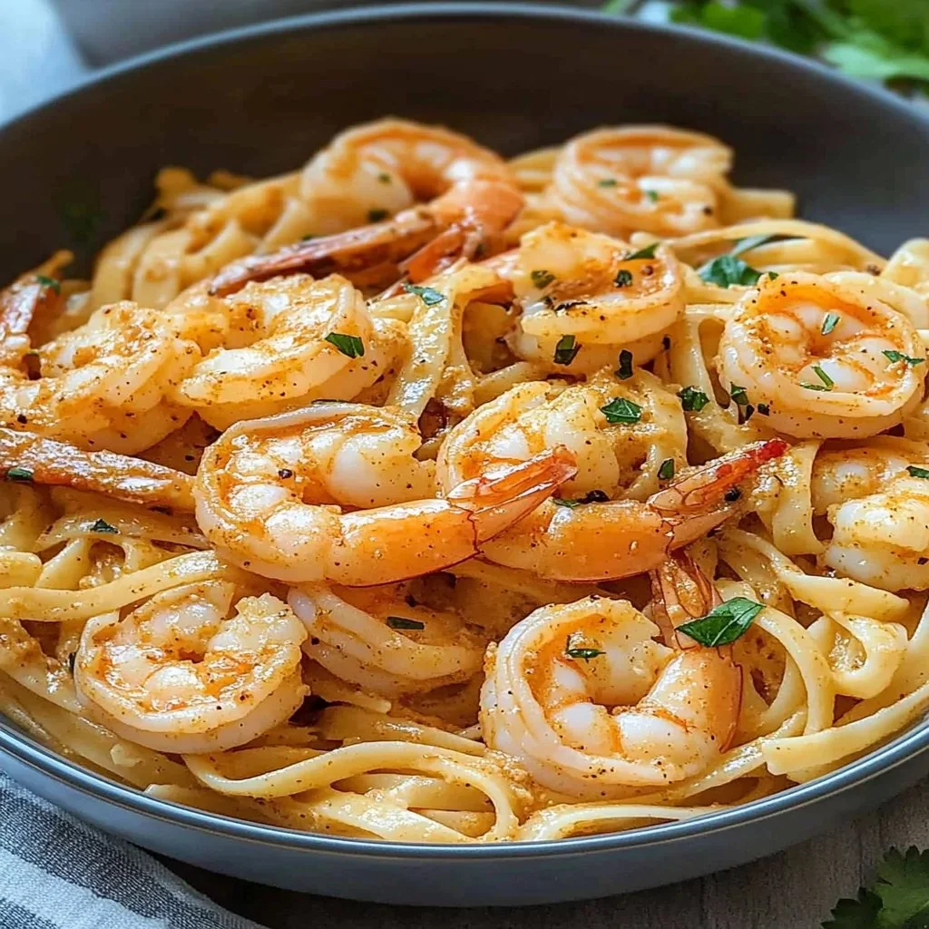 Cajun Shrimp Pasta with spices and shrimp in a creamy sauce