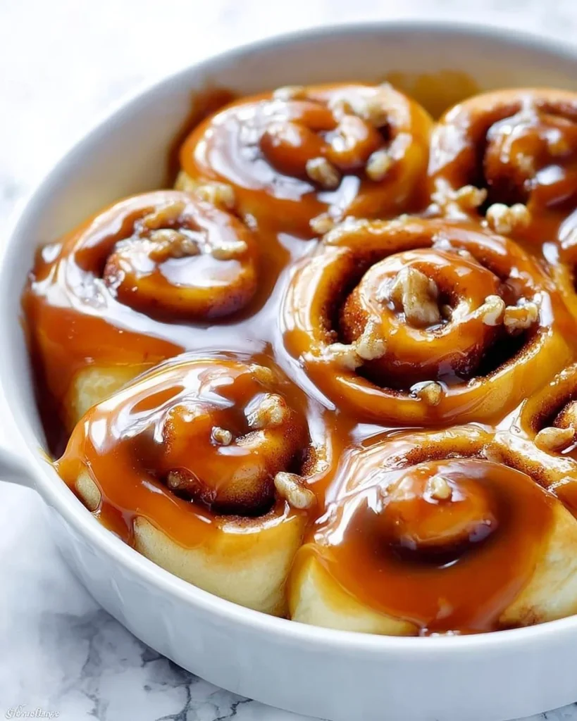 Delicious caramel apple cinnamon rolls with a sweet glaze