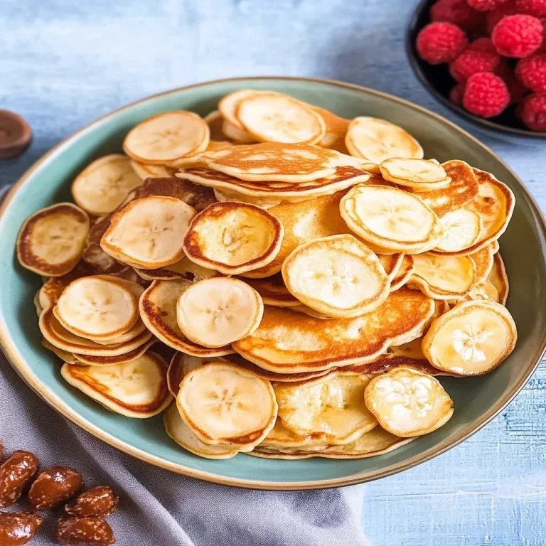 Delicious cereal pancakes stacked with syrup and berries on top.