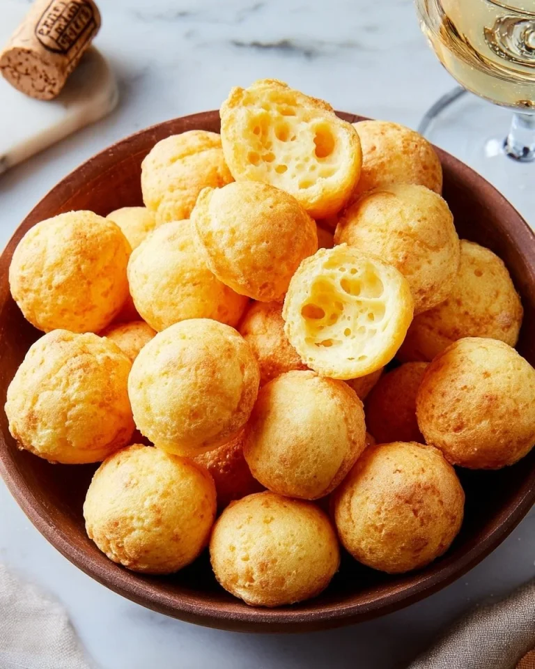 Homemade cheese puffs fresh out of the oven, golden and fluffy.