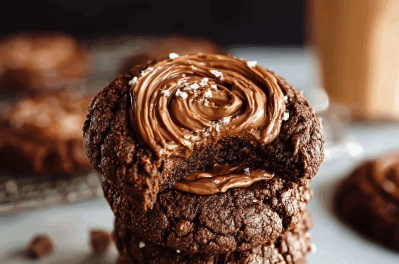 Delicious homemade Chocolate Cake Cookies on a cooling rack