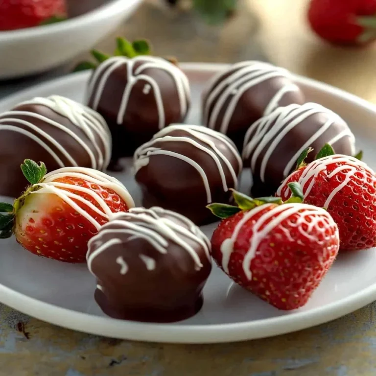 Delicious chocolate-covered cheesecake strawberries on a plate