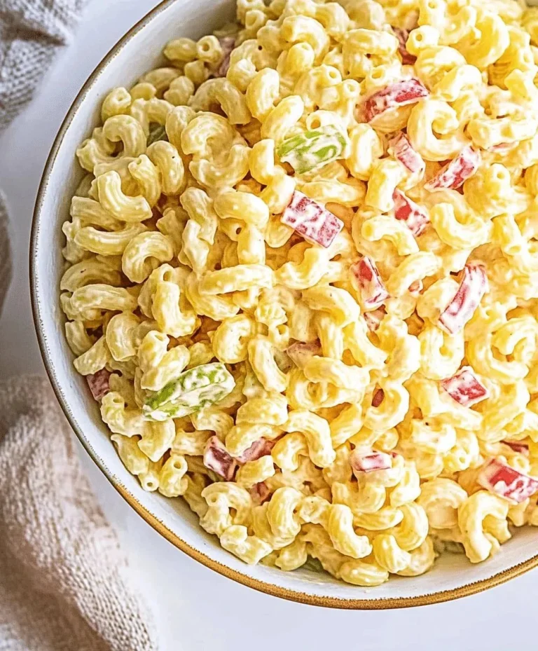 Classic macaroni salad with creamy dressing and vegetables in a bowl