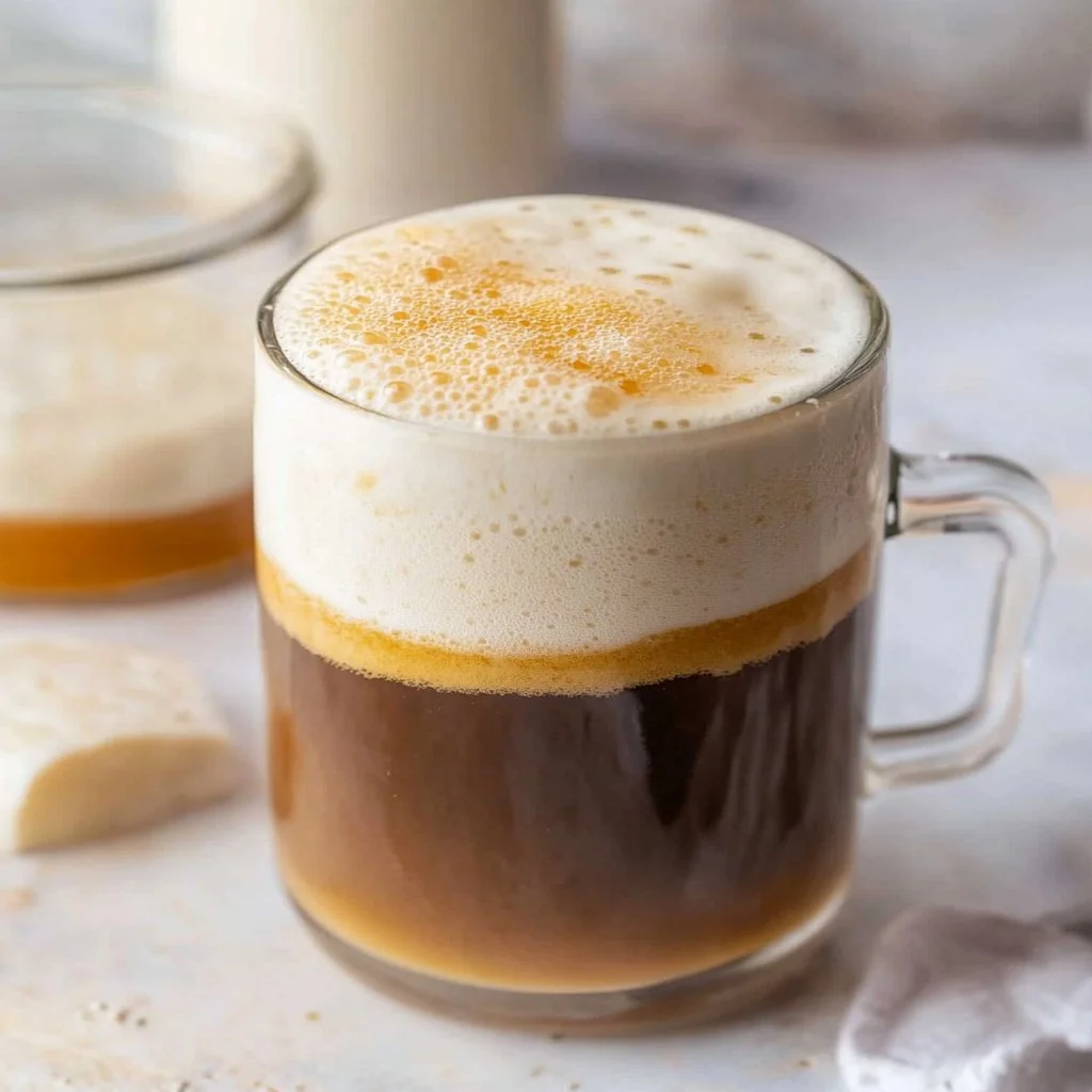 Delicious cold foam topping on a refreshing coffee beverage