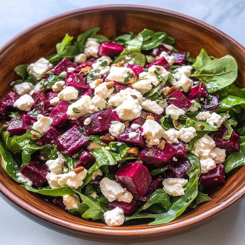 Cottage Cheese and Beet Salad with fresh ingredients in a bowl
