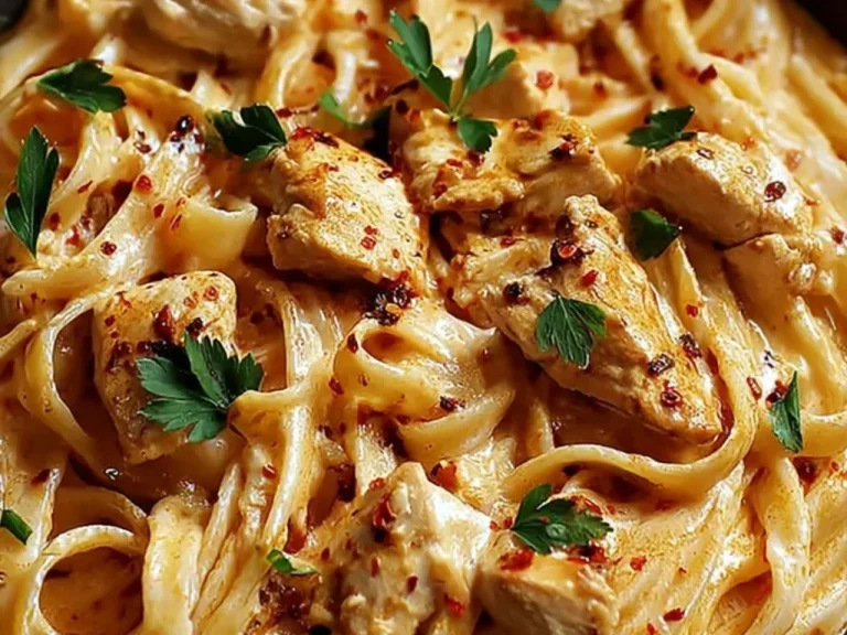 Delicious Cowboy Butter Chicken Linguine served on a plate