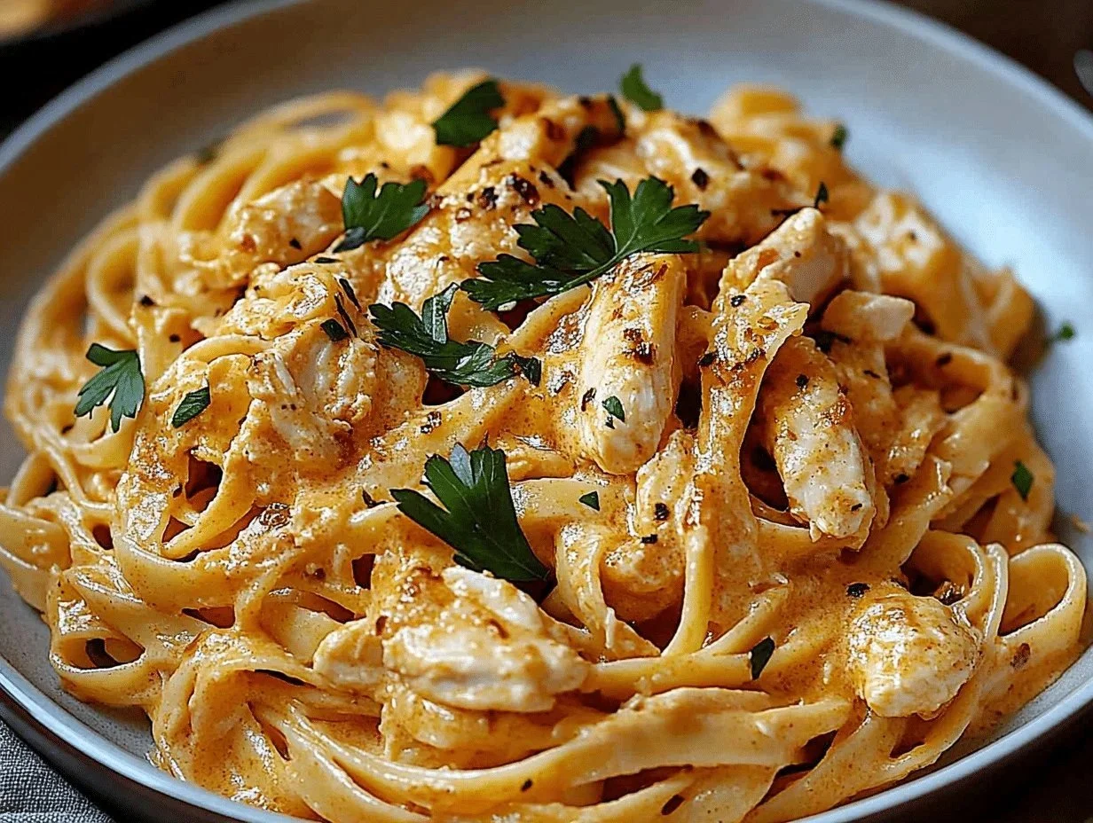 Cowboy Butter Chicken Linguine dish featuring creamy sauce and noodles