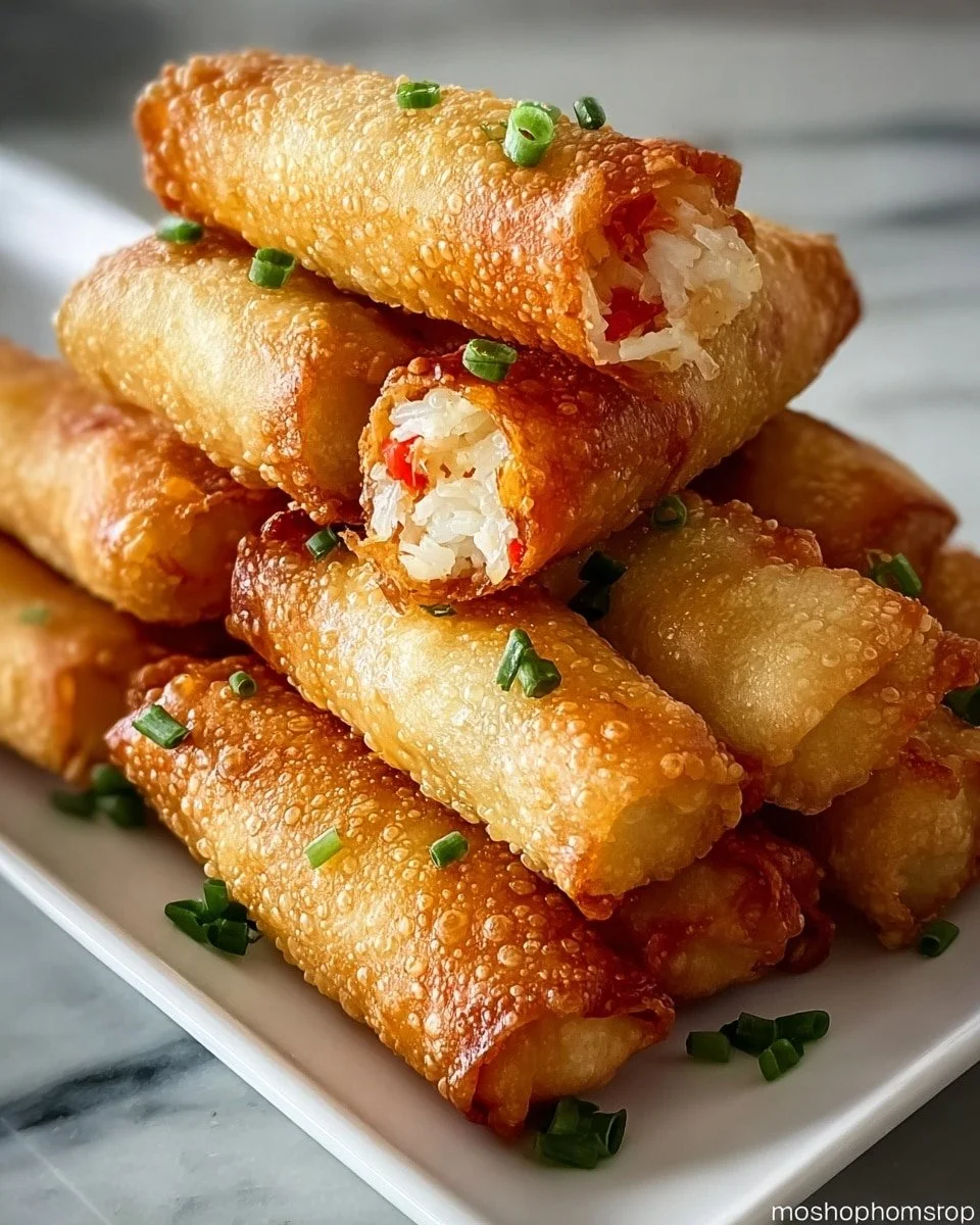 Delicious crab cake egg rolls served with chili-mustard dipping sauce