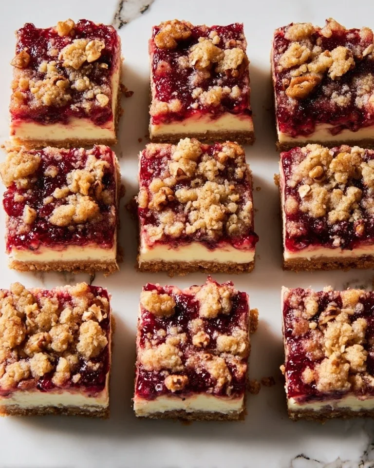 Cranberry Crumble Cheesecake Bars with a crumbly topping and bright cranberry slice