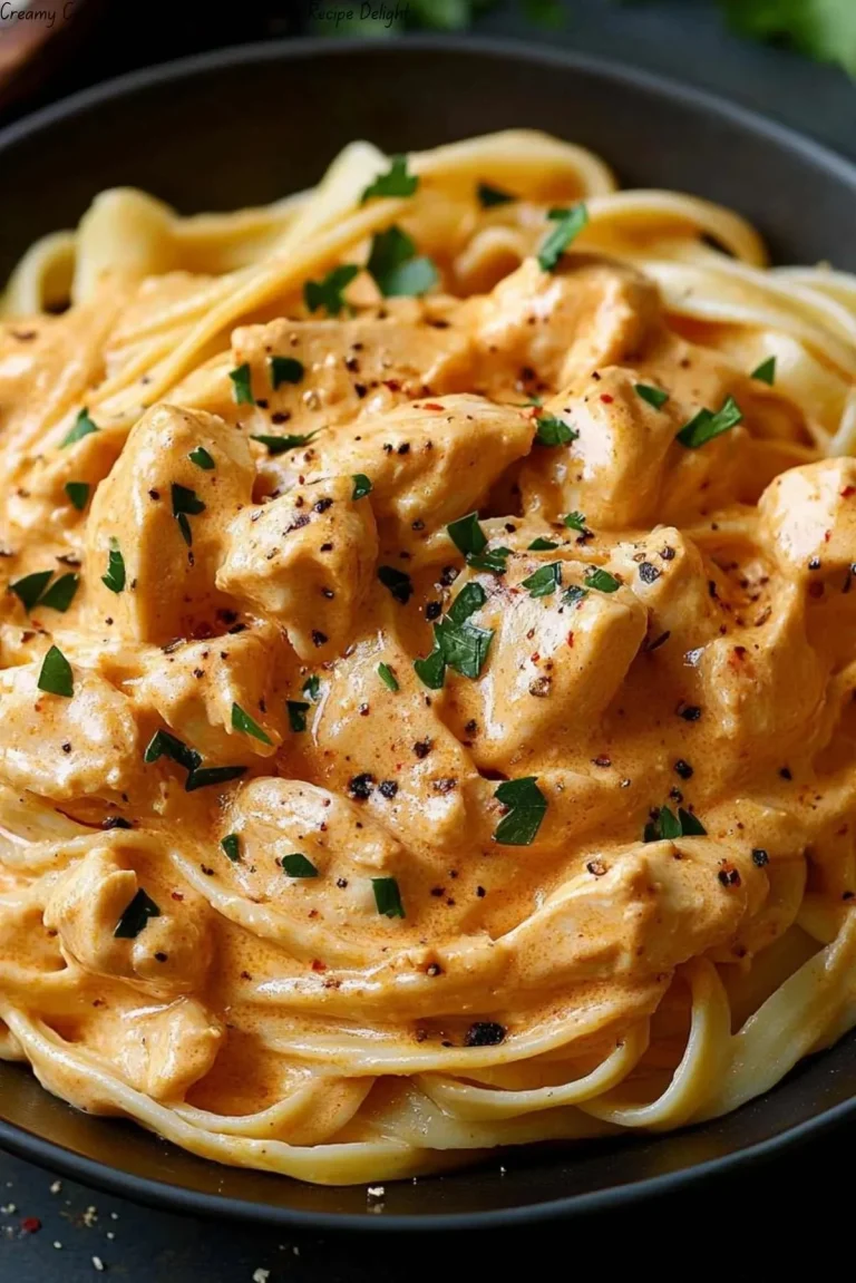 Creamy Cowboy Butter Chicken Linguine served in a bowl