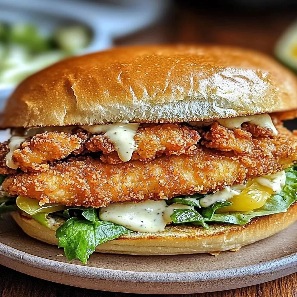 Crispy Chicken Caesar Sandwich with fresh lettuce and creamy dressing