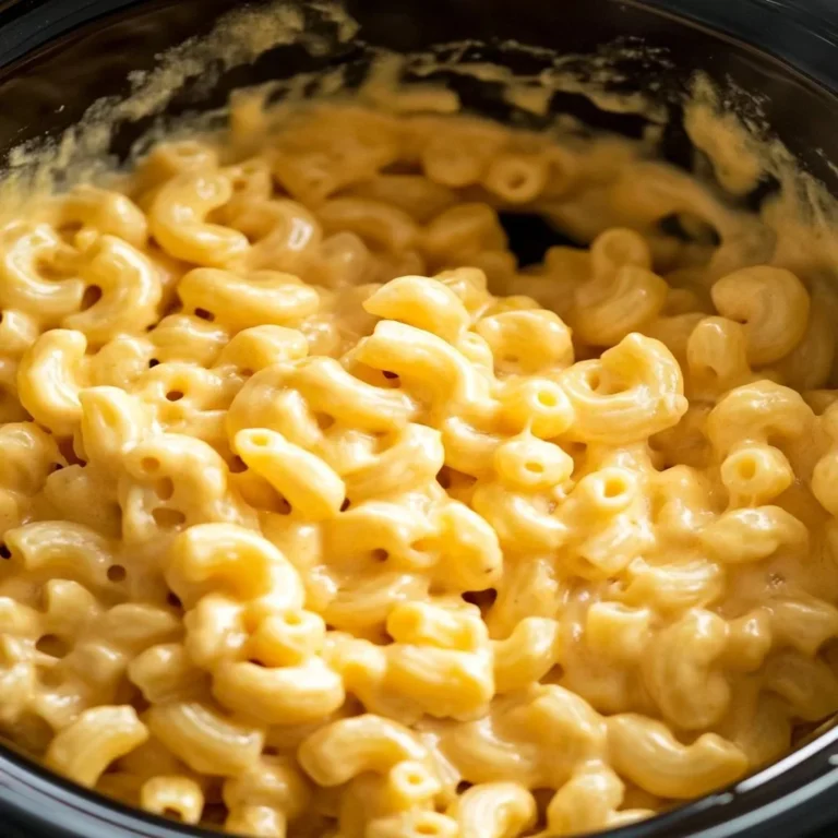 Delicious homemade Crockpot Mac and Cheese in a creamy cheese sauce