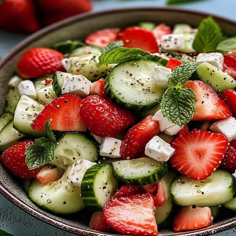 Fresh Cucumber Strawberry Salad served in a bowl with vibrant colors.