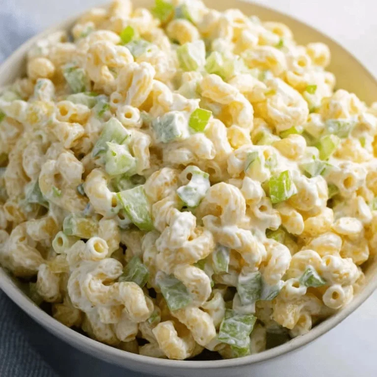 Dolly Parton's flavorful macaroni salad served in a bowl.