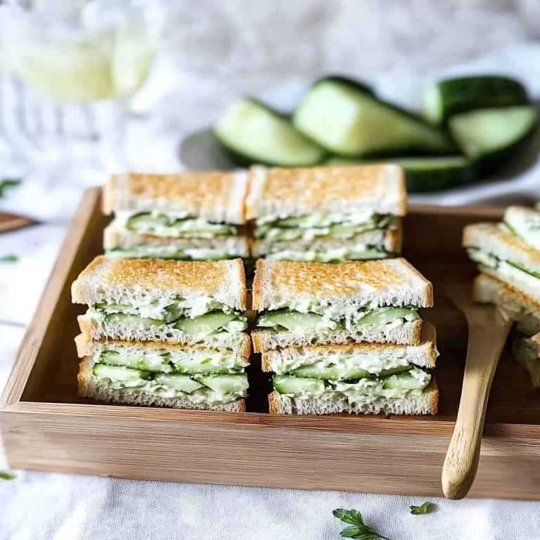 Delicious easy cucumber salad sandwiches on a plate with fresh ingredients