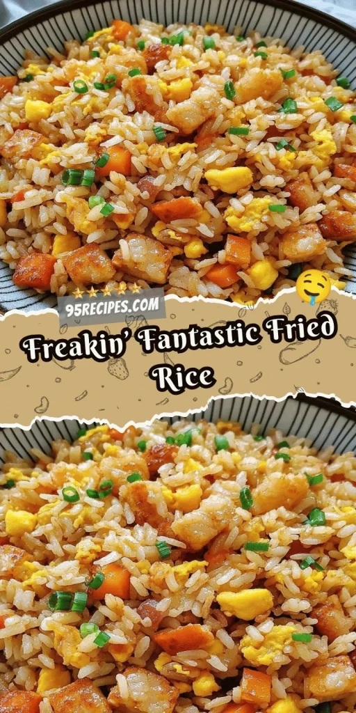 A plate of delicious fried rice with colorful vegetables and proteins.