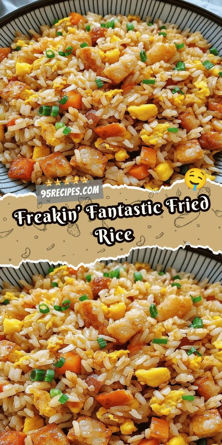 A plate of delicious fried rice with colorful vegetables and proteins.