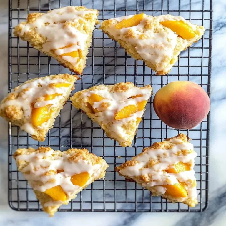 Freshly baked peach scones with succulent pieces of peach