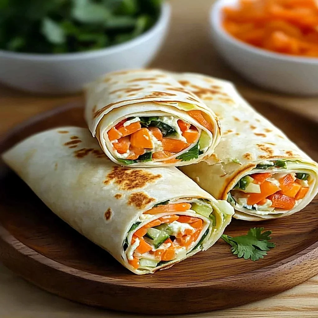 Colorful fresh vegetable tortilla roll ups on a platter.