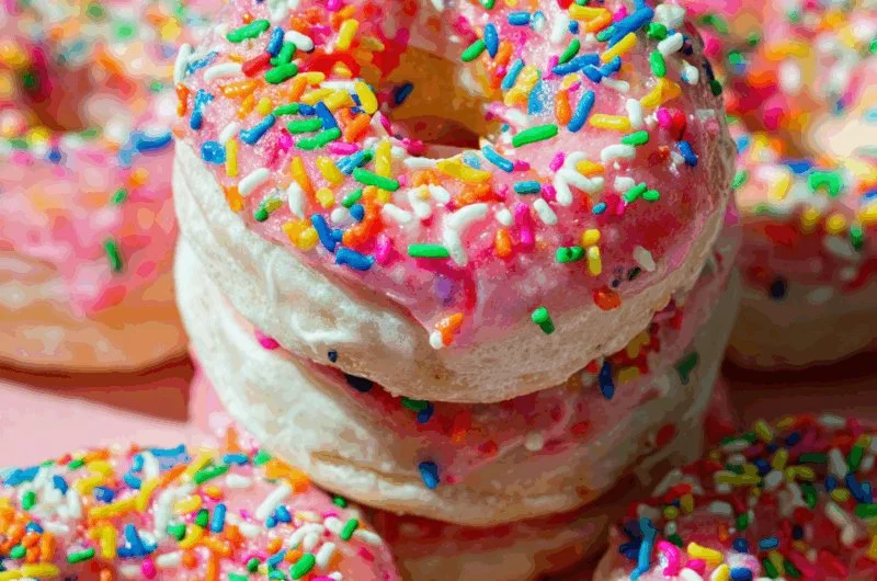 Colorful Funfetti Donuts with sprinkles, perfect for celebrations and dessert lovers.