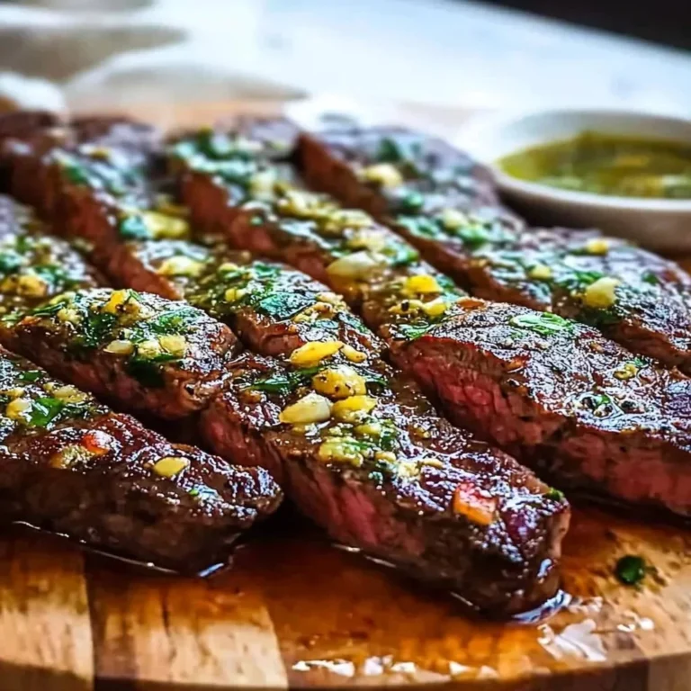 Delicious Garlic Butter Brazilian Steak served with herbs