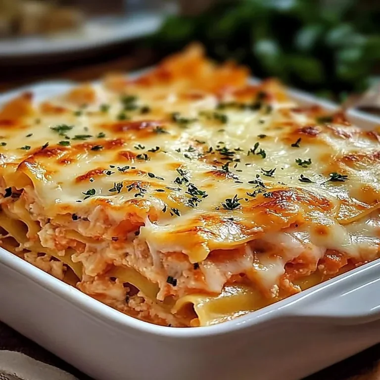 Delicious Garlic Butter Shrimp Scampi Lasagna dish served on a plate