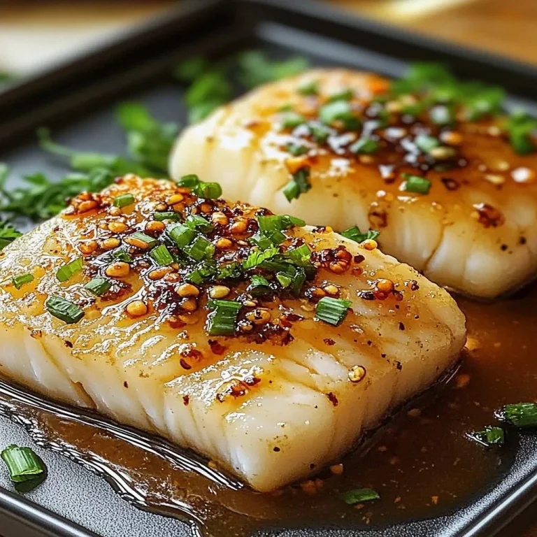Delicious Ginger Soy Glazed Cod dish served on a plate with vegetables.