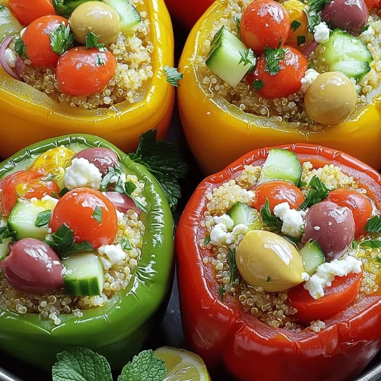 Greek veggie stuffed peppers recipe, healthy and flavorful dish
