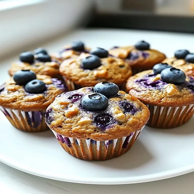 Healthy Greek yogurt blueberry protein muffins stacked on a plate.