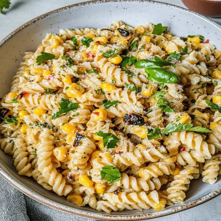 Healthy Street Corn Pasta Salad with vibrant vegetables and pasta