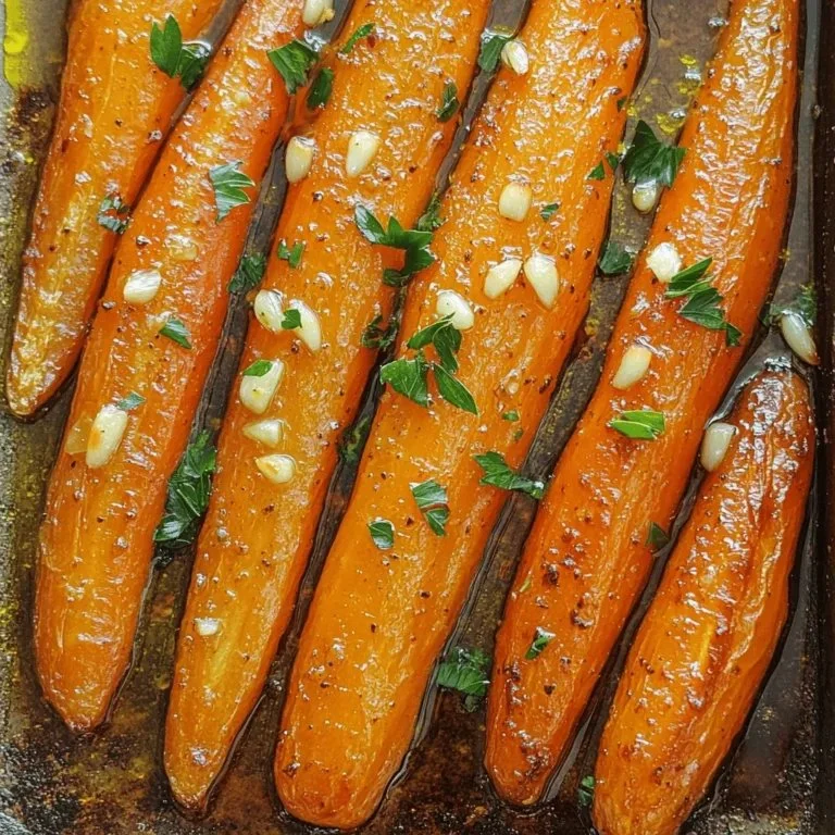 Honey garlic roasted carrots on a serving platter, garnished and ready to enjoy.