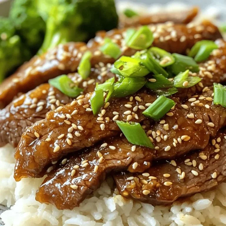 Honey garlic sesame beef served on a plate with garnish for a flavorful dinner