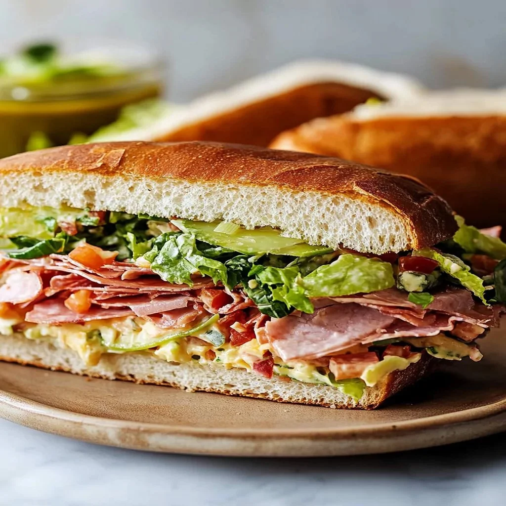 Delicious Italian Grinder Salad Sandwich with fresh ingredients