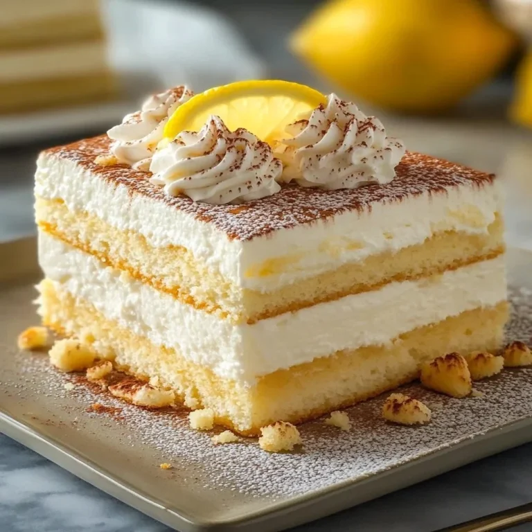 Delicious Lemon Tiramisu topped with lemon zest and mint leaves