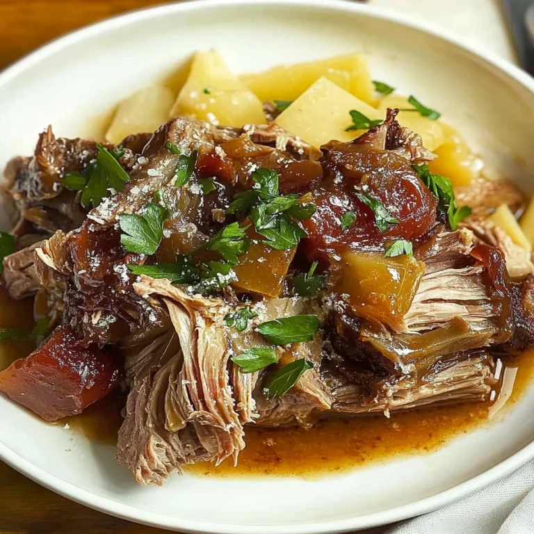 Delicious Marry Me Pot Roast served with vegetables and herbs.
