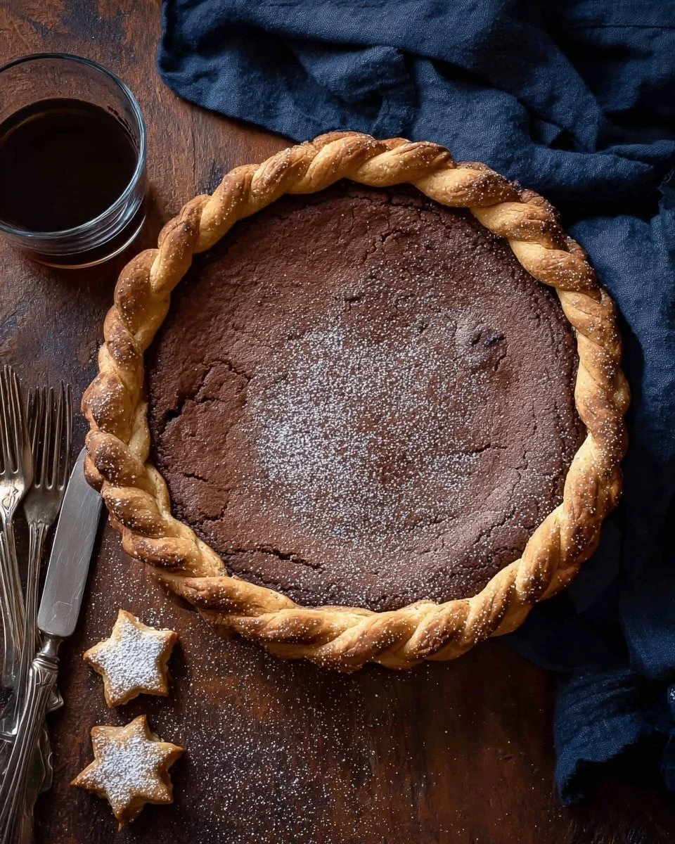 Decadent Molten Chocolate Crackle Pie with a gooey chocolate center and crackled crust