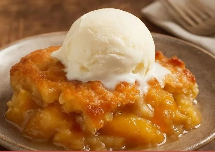 Delicious Paula Deen peach cobbler with golden crust and fresh peaches