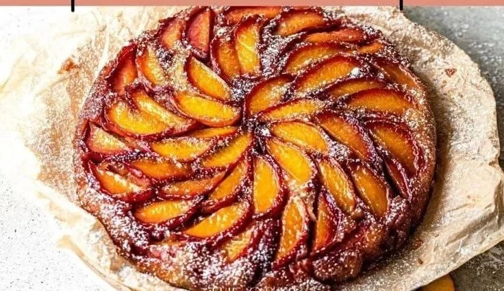 Delicious peach dessert showcasing fresh peaches and a creamy filling.