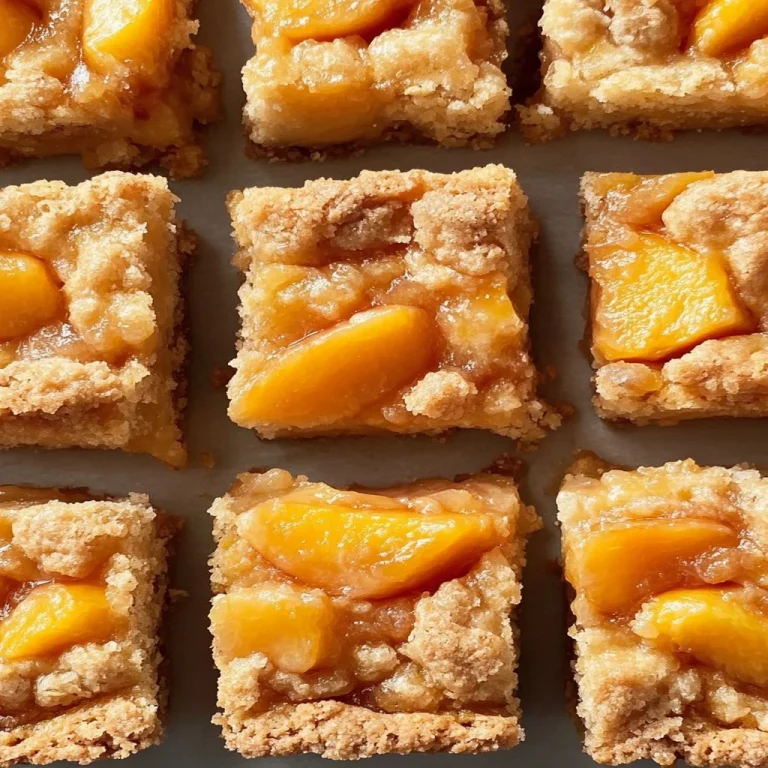 Delicious Peaches and Cream Bars with fresh peaches and creamy topping