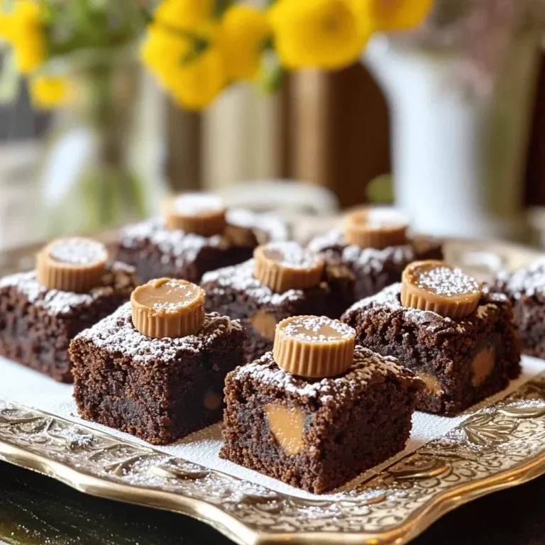 Decadent Peanut Butter Cup Brownie Bites displayed on a plate