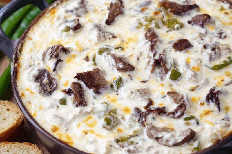 Delicious Philly Cheesesteak Dip served in a bowl