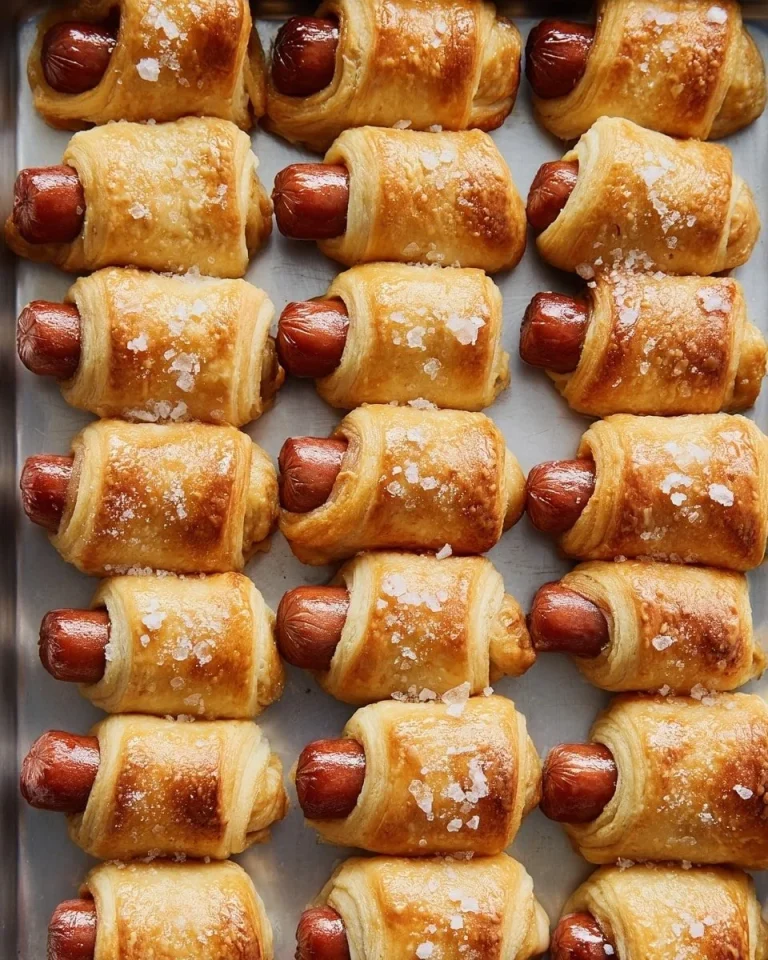 Pigs in a blanket with mayo-honey mustard dipping sauce on a platter