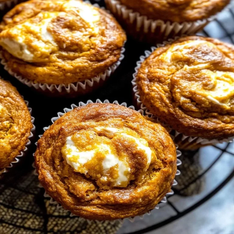 Pumpkin Cream Cheese Swirl Muffins fresh out of the oven