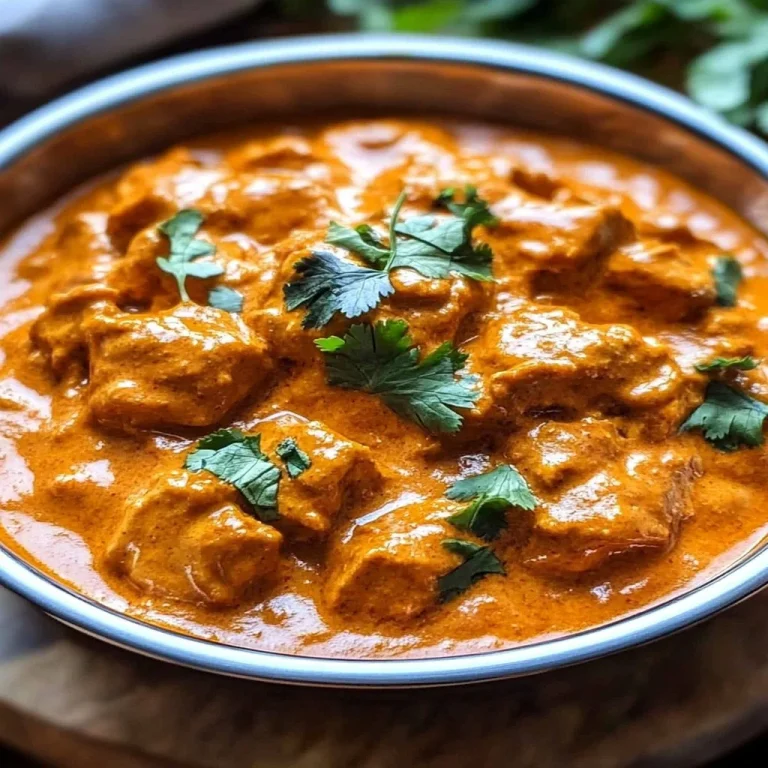 Delicious homemade butter chicken served with rice, garnished with cilantro