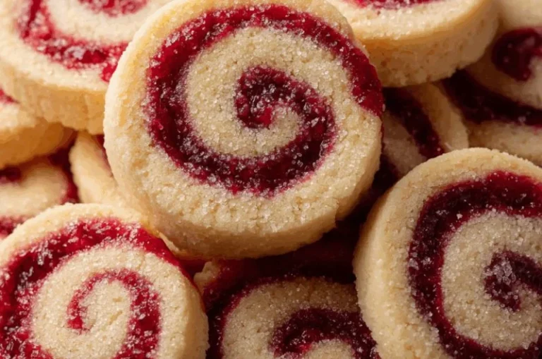 Delicious raspberry swirl shortbread cookies on a plate