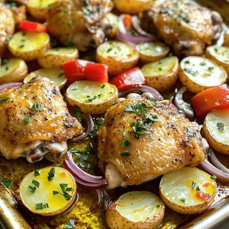 Savory sheet pan Greek chicken with potatoes roasted to perfection