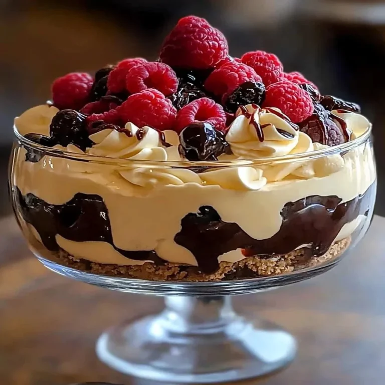 Scoop of Heaven Trifle dessert with layers of cream, fruit, and cake.
