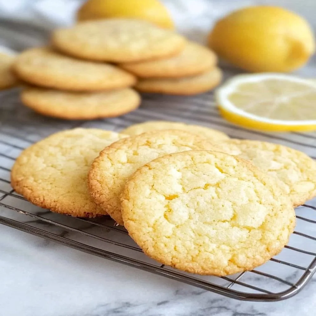 Soft and chewy lemon cookies on a cooling rack, perfect for a delicious treat.