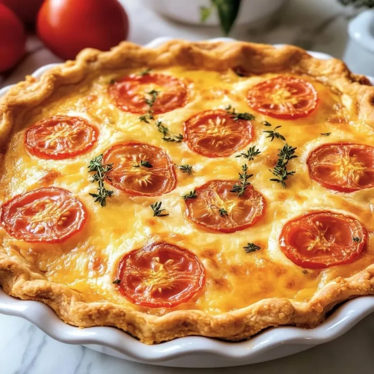 Fresh Southern Tomato Pie with layers of tomatoes, cheese, and herbs